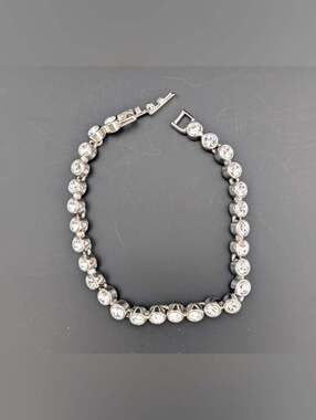Swarovski Silver & Round Clear Crystal Tennis Bracelet